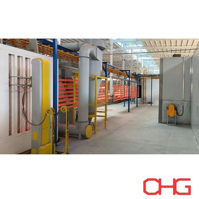 পাওয়ার ফ্রি কনভেয়র সিস্টেমের সাথে ধাতব সাবস্ট্রেট পাউডার লেপ লাইন